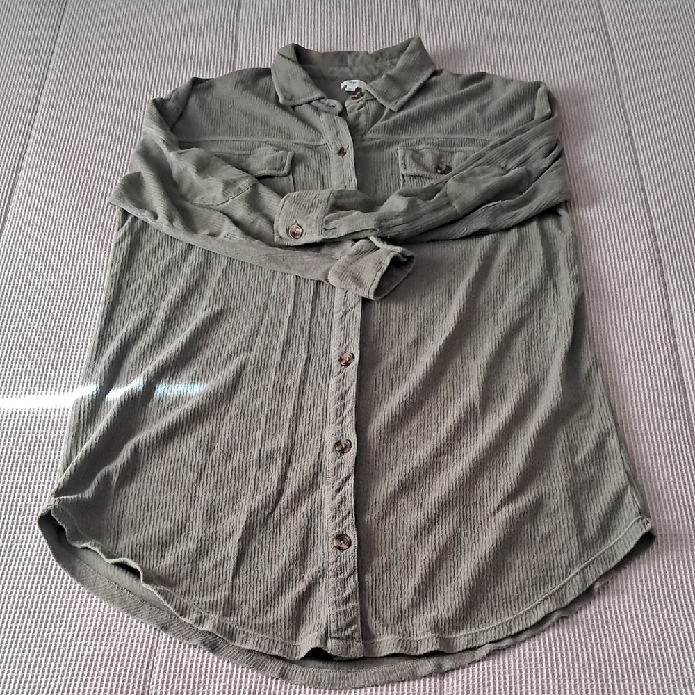 Womens Shacket Tunic,  Green,  Size Large